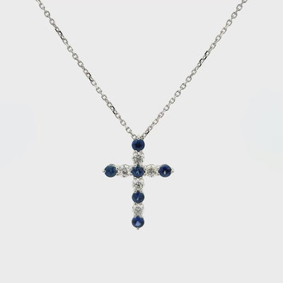 Diamond and Royal Blue Sapphire Pendant