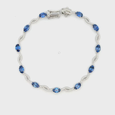 White Gold Tennis Bracelet with Royal Blue Sapphires