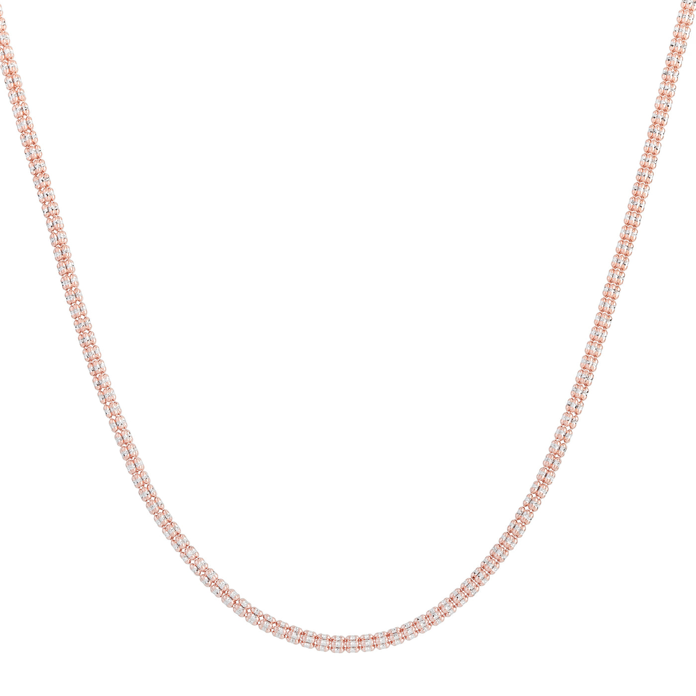 14K Rose 3.14mm Two-Tone Fancy Ice Chain