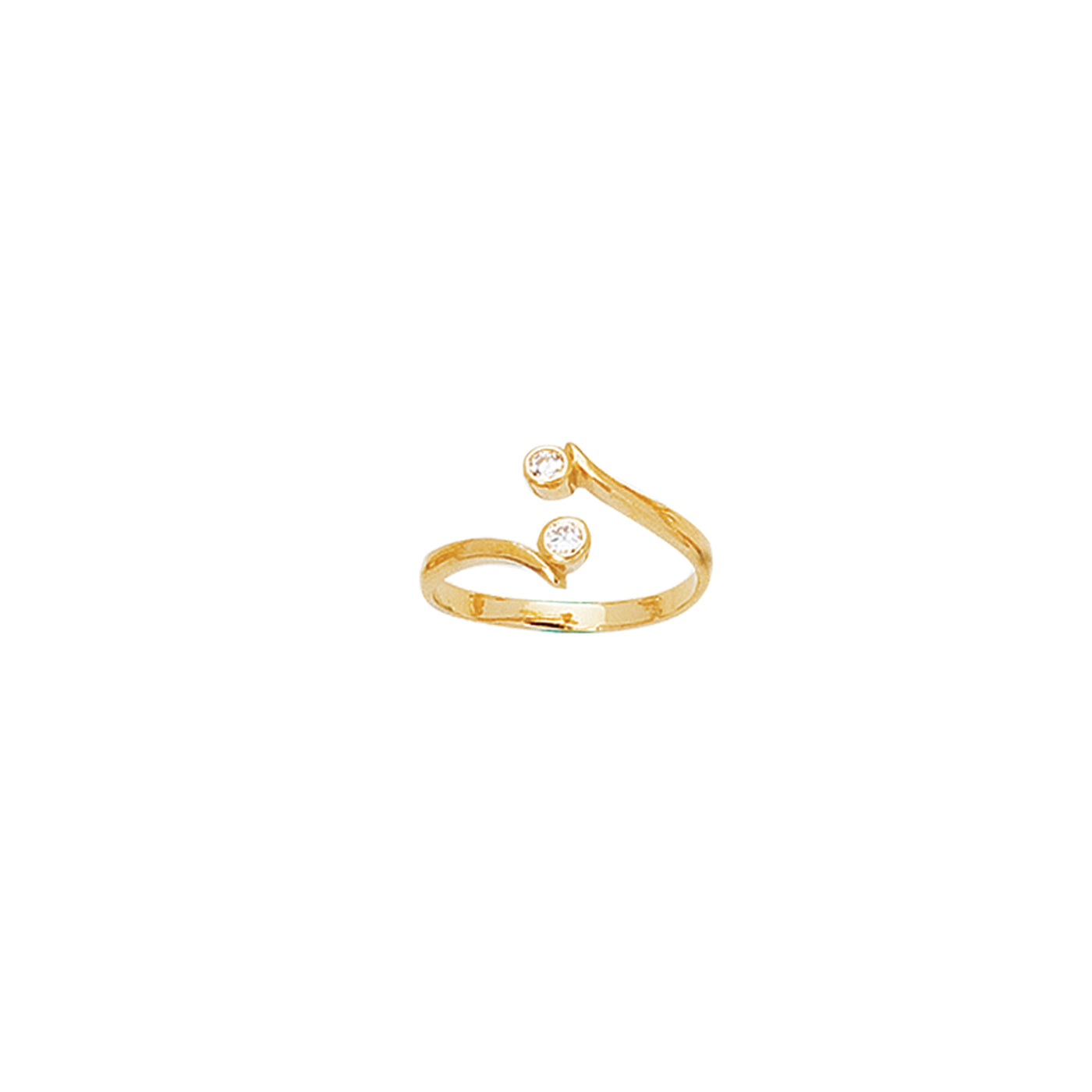 14K Gold CZ Bypass Toe Ring