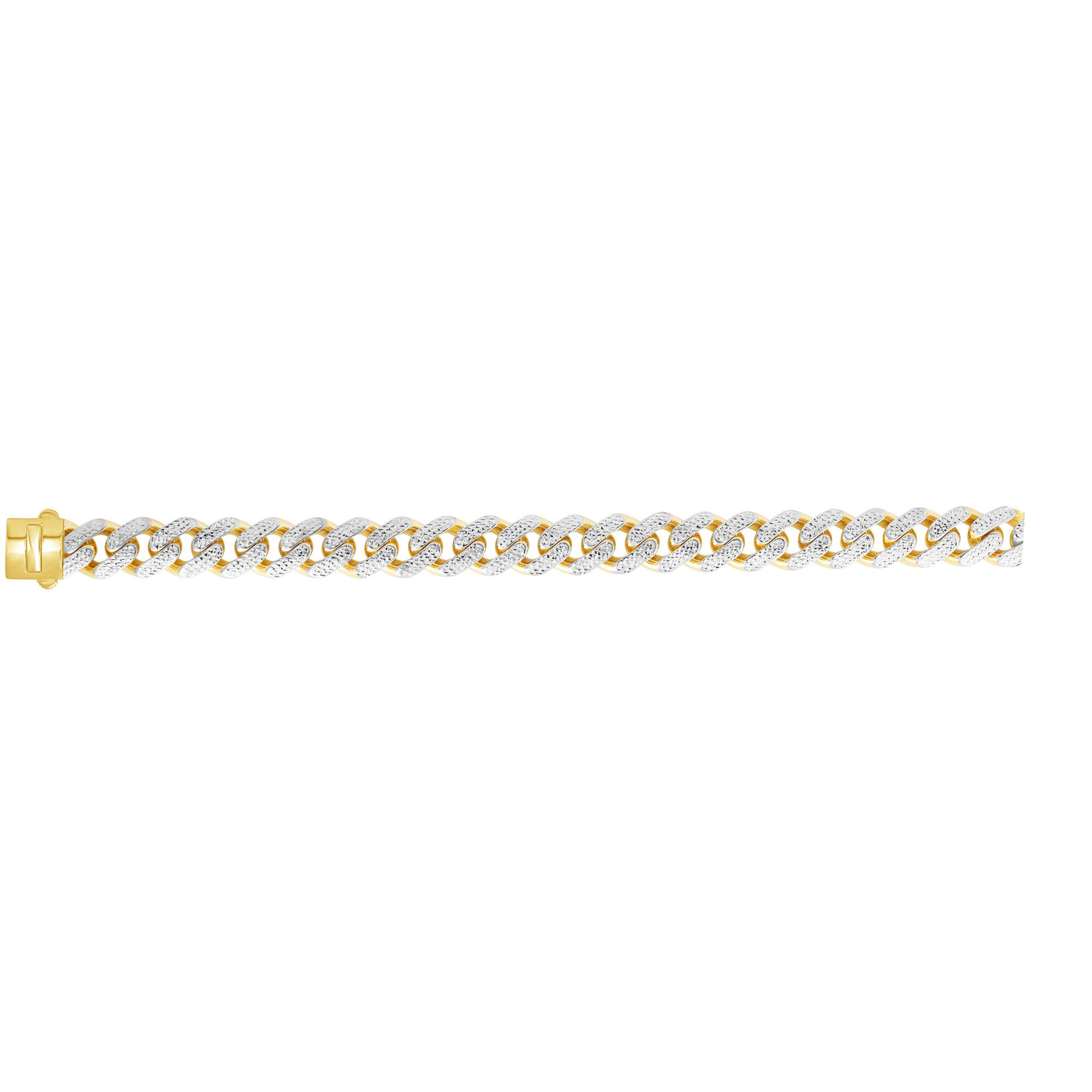 14K Gold 13.5mm White Pave Lite Miami Cuban