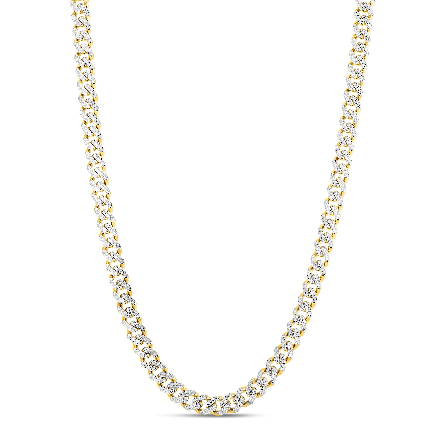 14K 8mm White Pave Lite Miami Cuban Chain