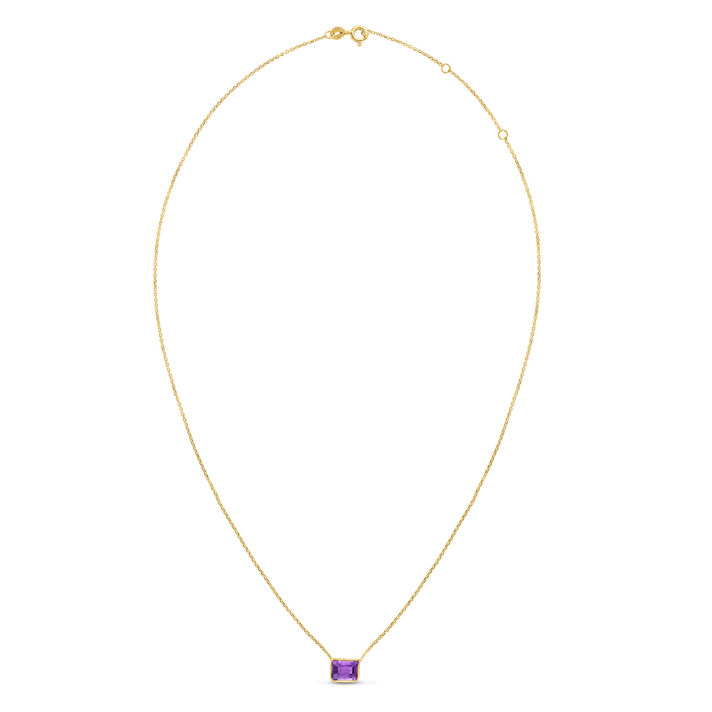 14K Gold Emerald Cut Amethyst Necklace