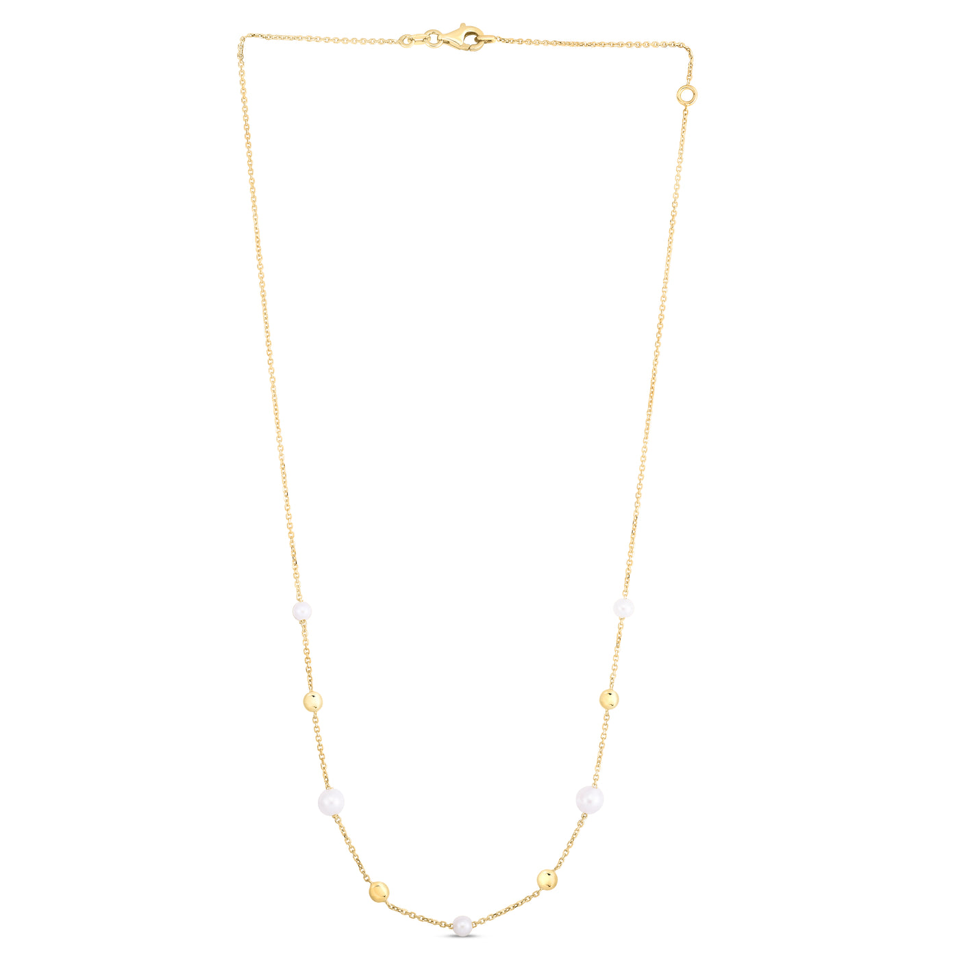 14K Gold & Pearl Bead Tin-Cup Necklace