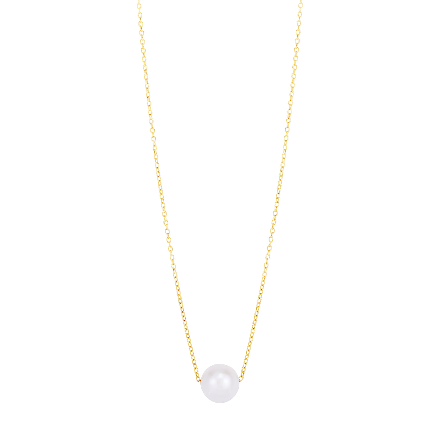 14K Pearl Necklace Solitaire