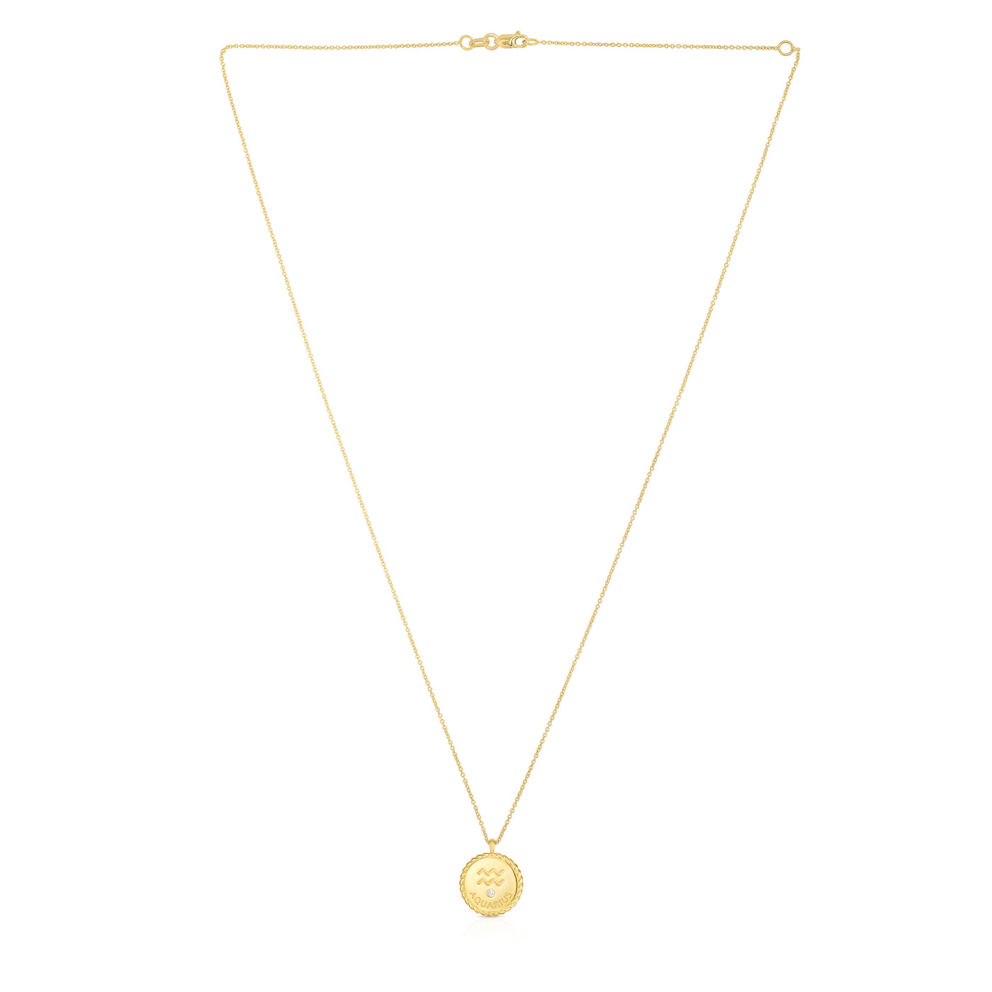 14K Gold Aquarius Pendant Necklace