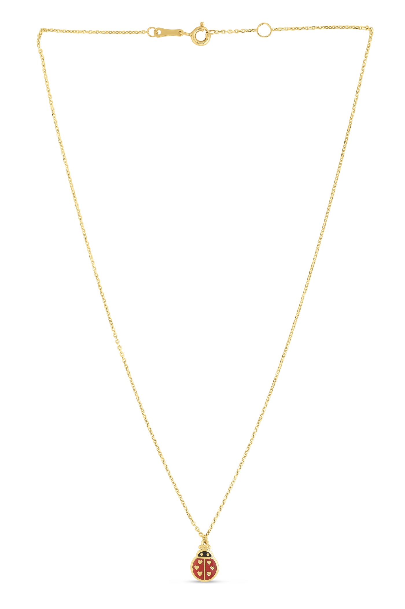 14K Gold Ladybug Enamel Necklace