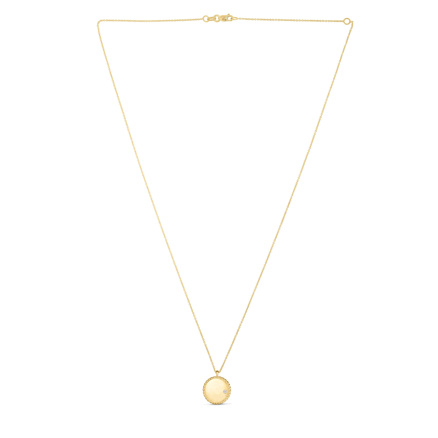 14K Diamond Plain Disc Necklace