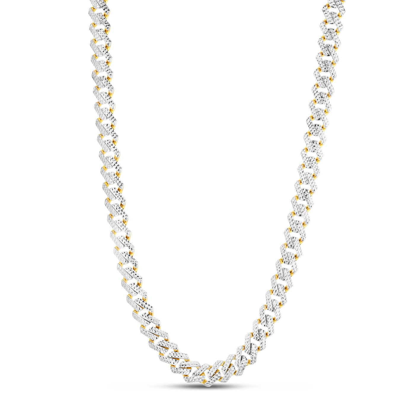 14K 11.5mm White Pave Modern Lite Edge  Chain