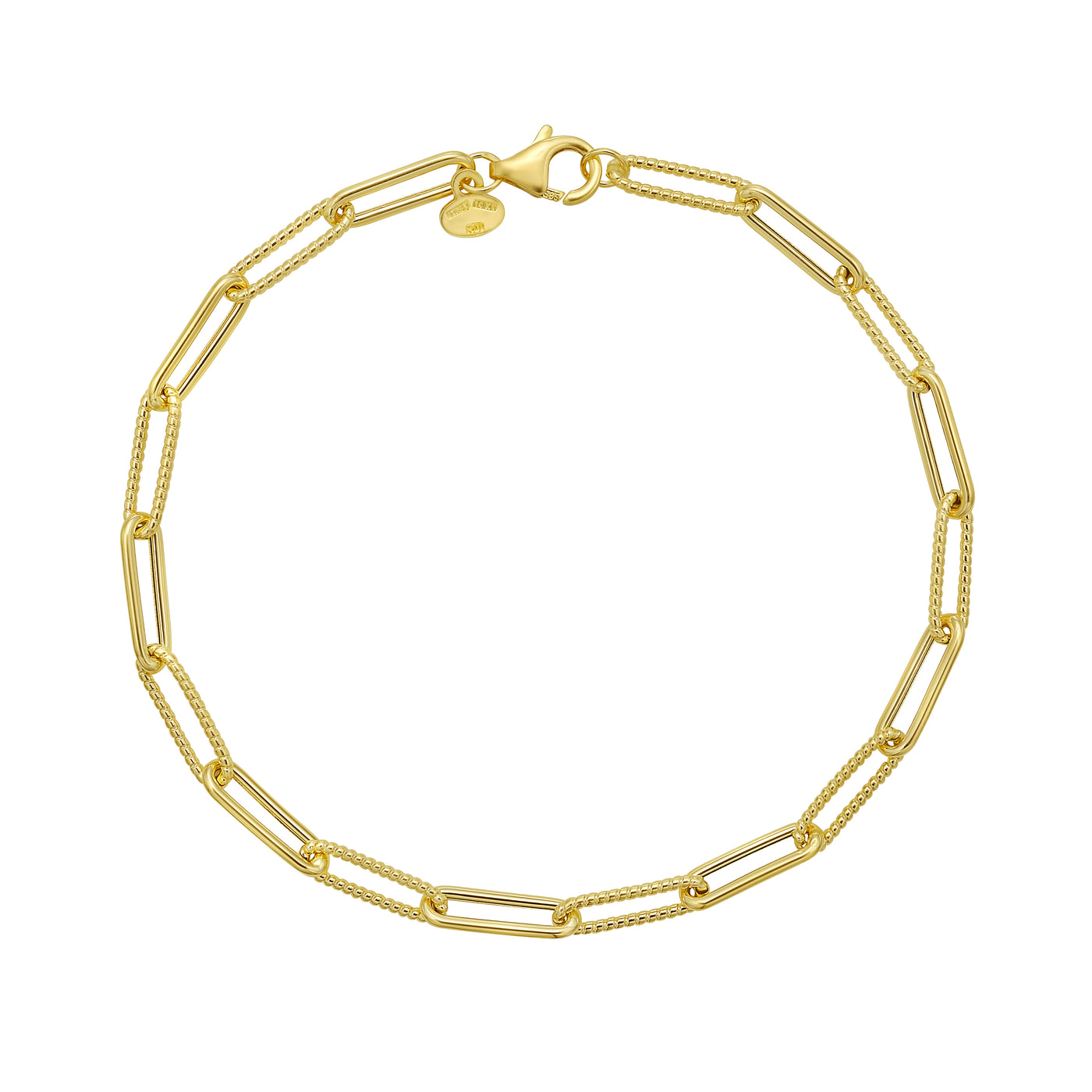 14K Alternating Bead Paperclip Bracelet