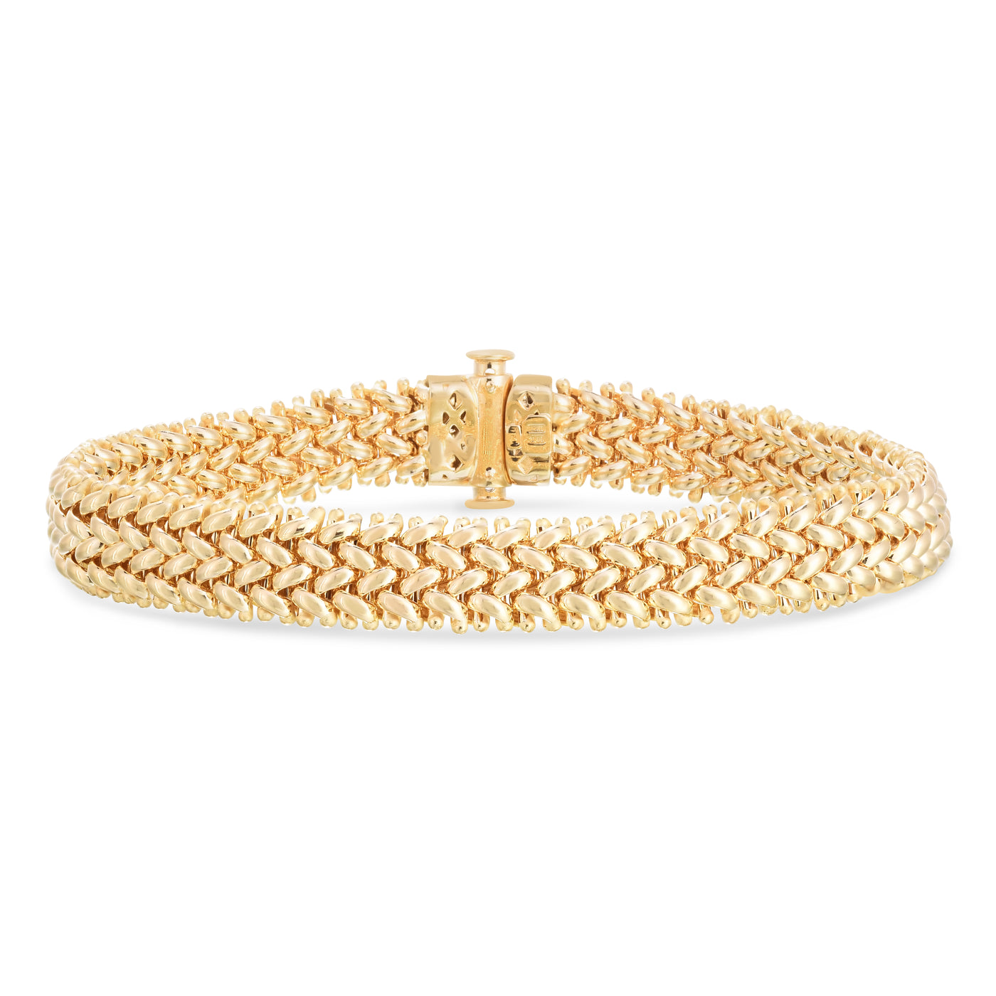 14K Medium Mesh Rice Bracelet