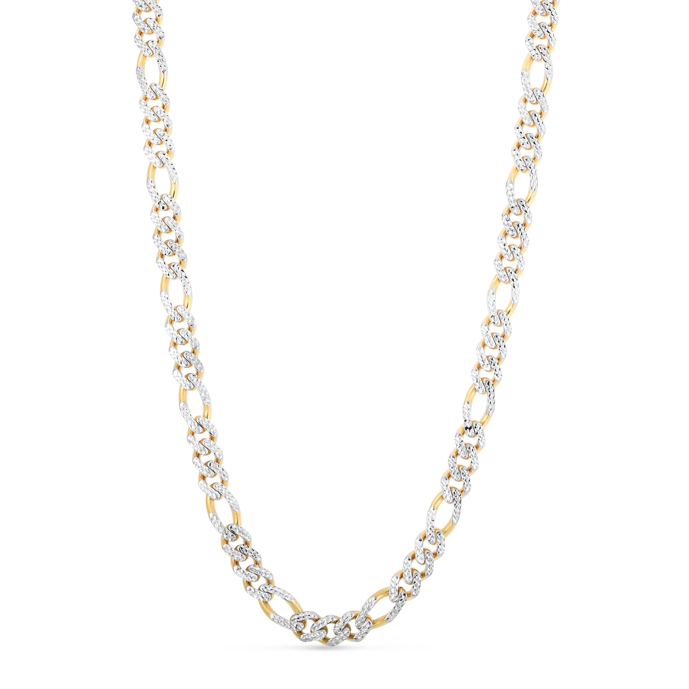 14K 8mm White Pave Modern Lite Figaro Chain