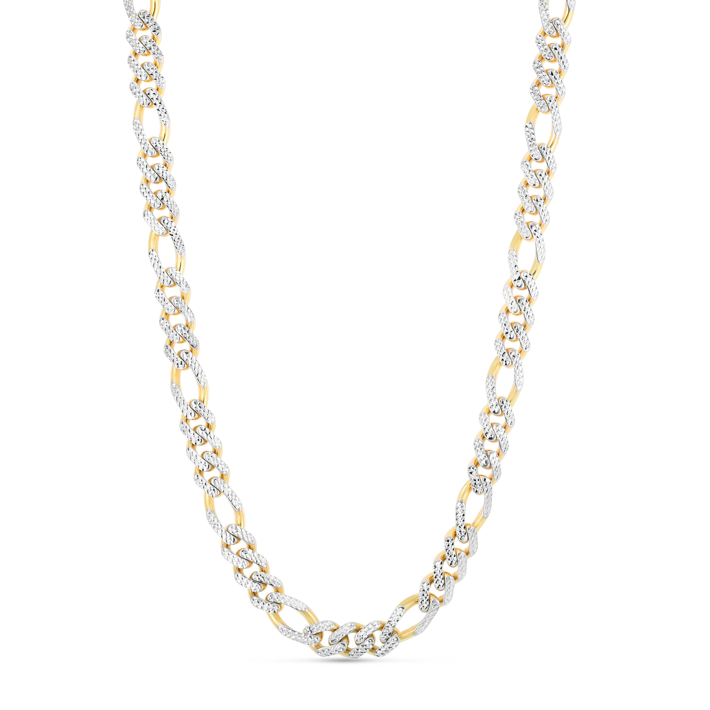 14K 9.5mm White Pave Modern Lite Figaro Chain