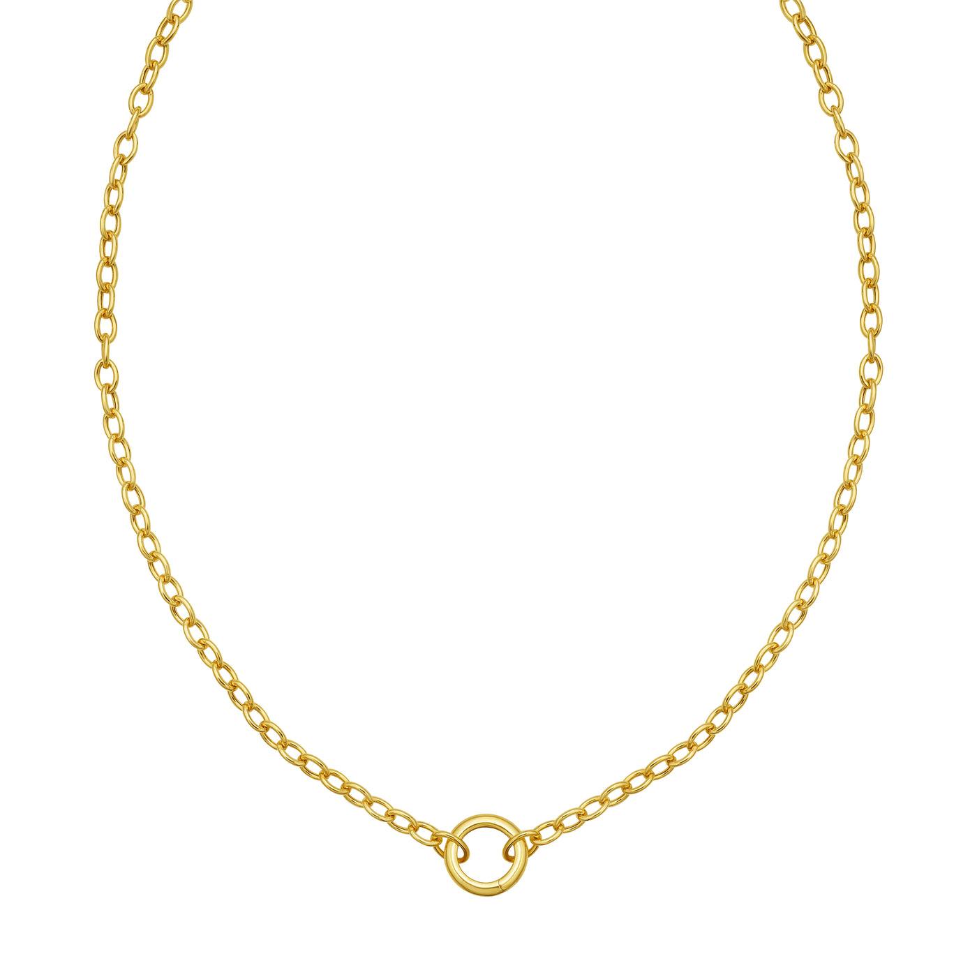 14K Push Lock Charm Necklace