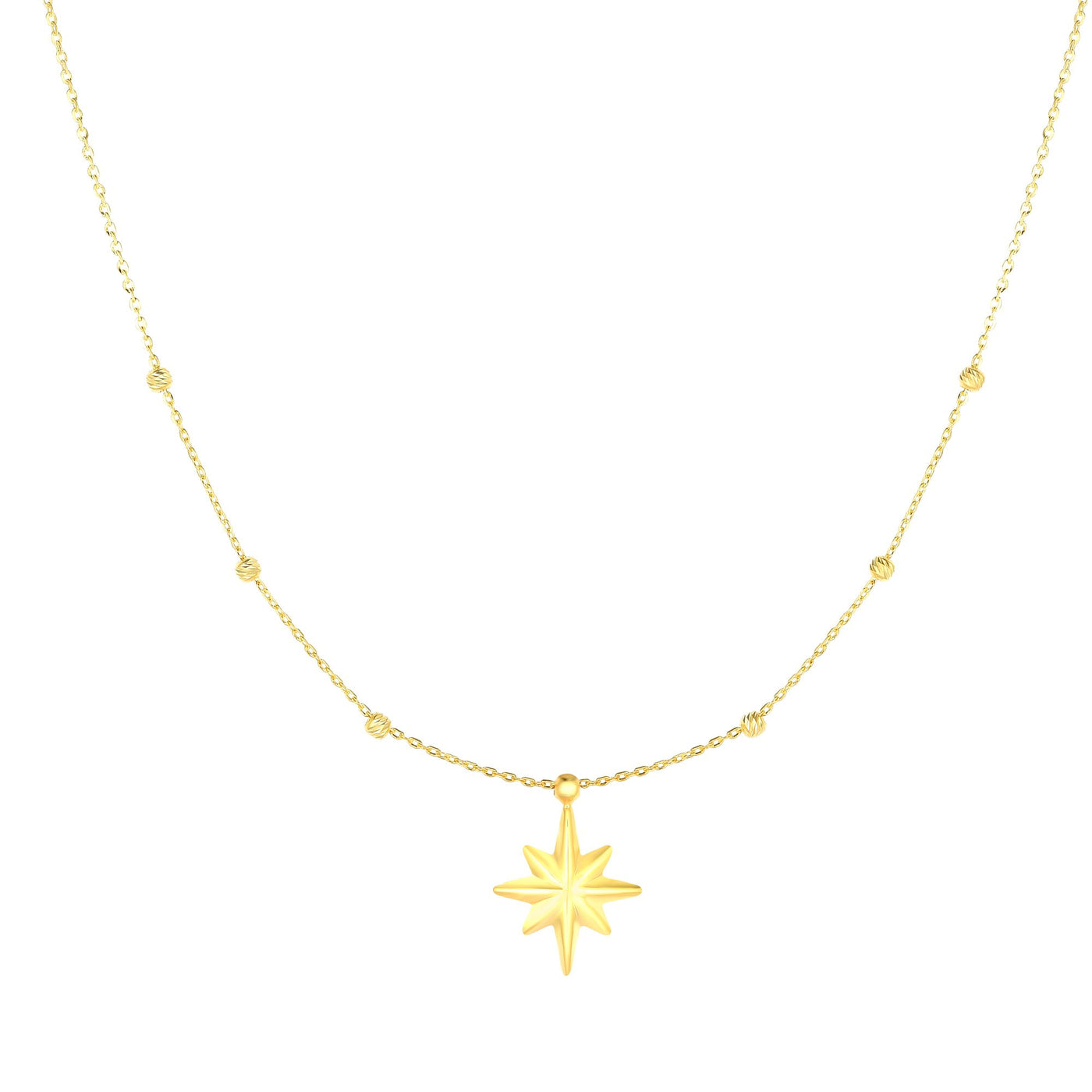 14K Gold Polished North Star Necklace