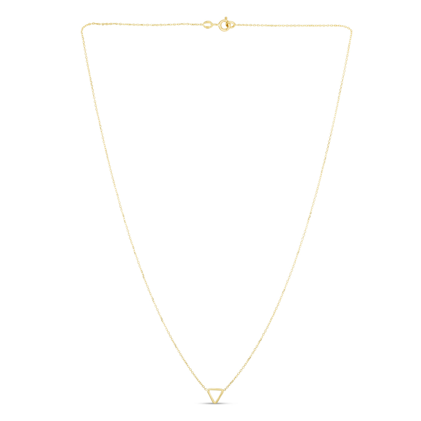 14K Gold Polished Mini Open Triangle Necklace