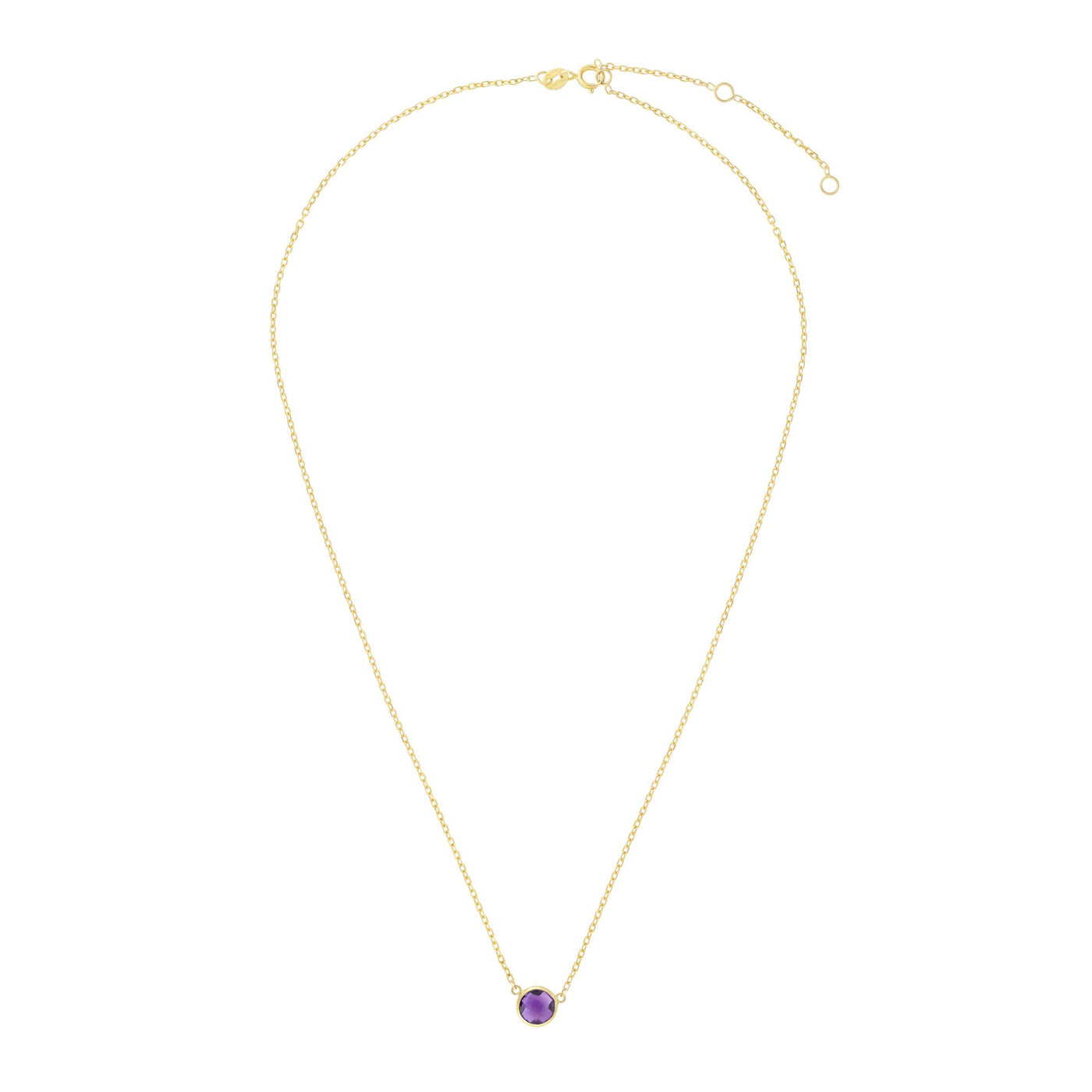 14K Gold & Amethyst Solitaire Necklace