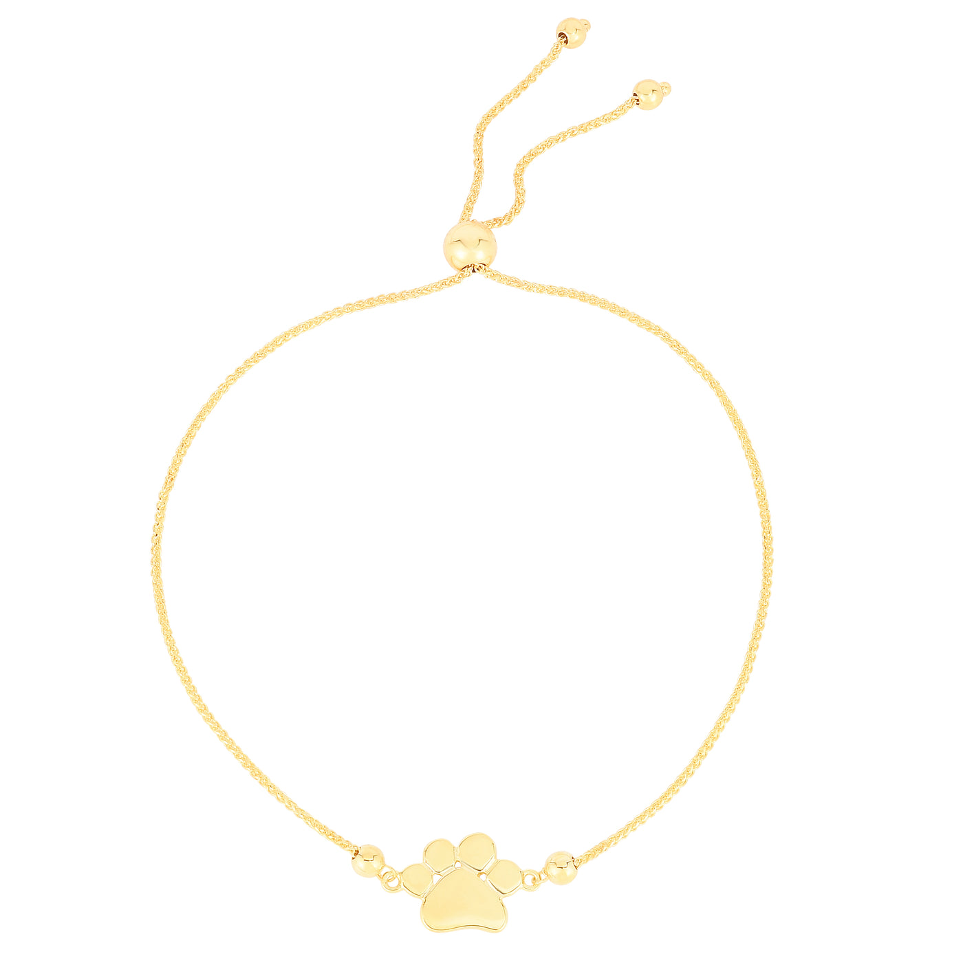 14K Gold Paw Print Friendship Bracelet