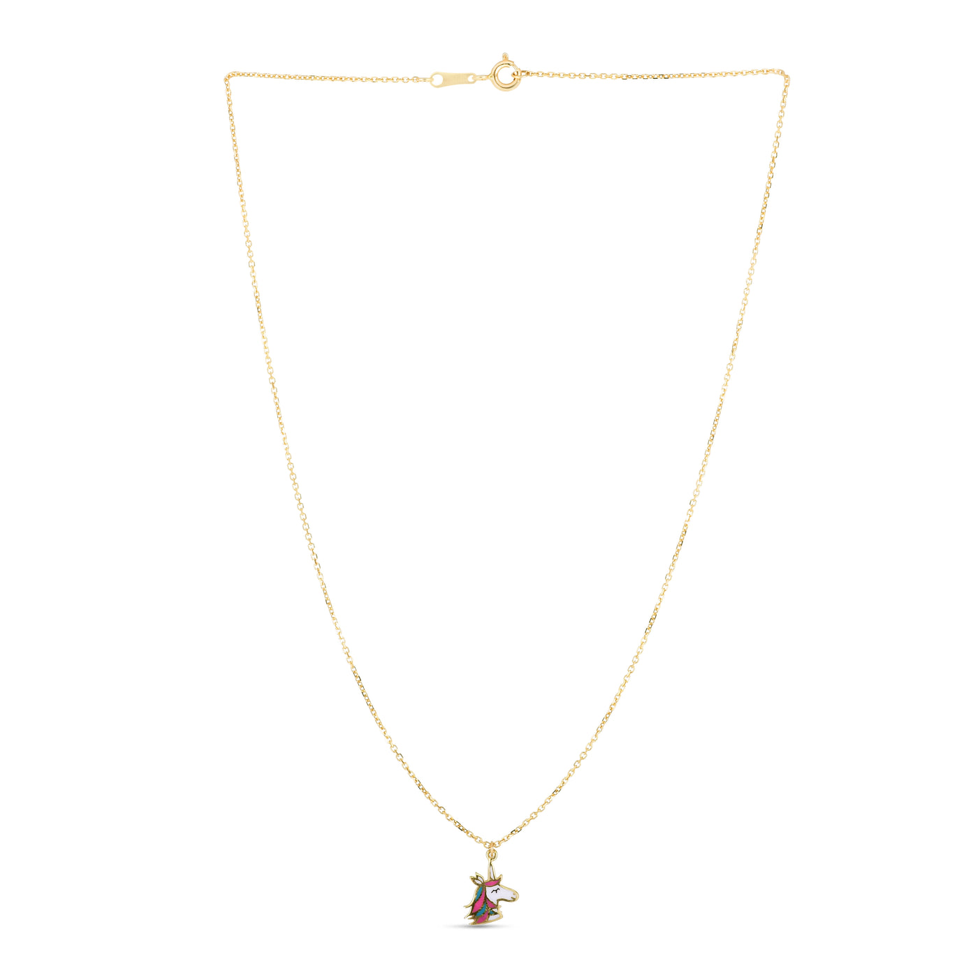 14K Gold Enamel Unicorn Necklace