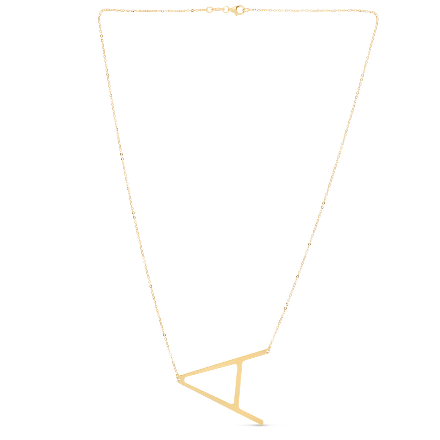 14K Gold Large Initial A Necklace