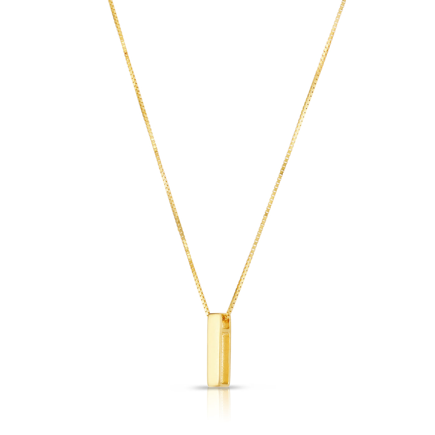 14K Gold Block Letter Initial I Necklace