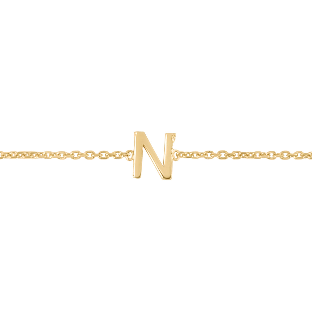 14K Mini Initial N Bracelet