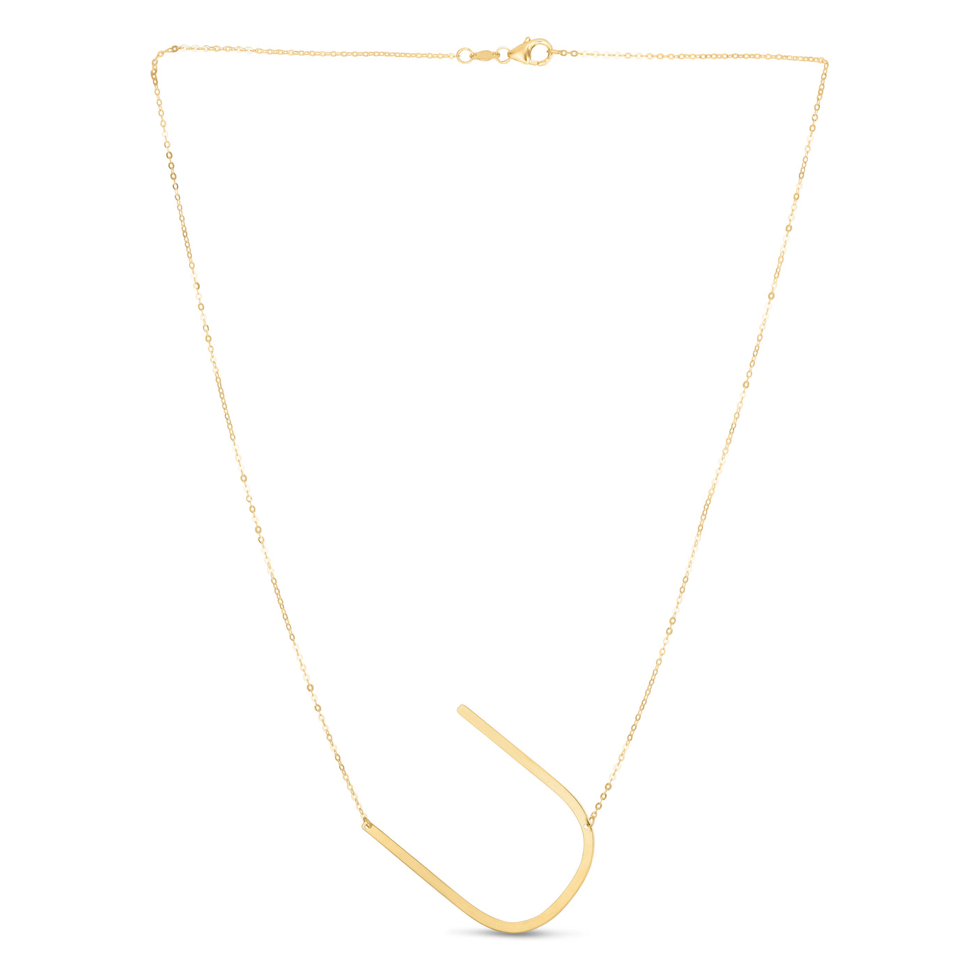 14K Gold Large Initial U Necklace