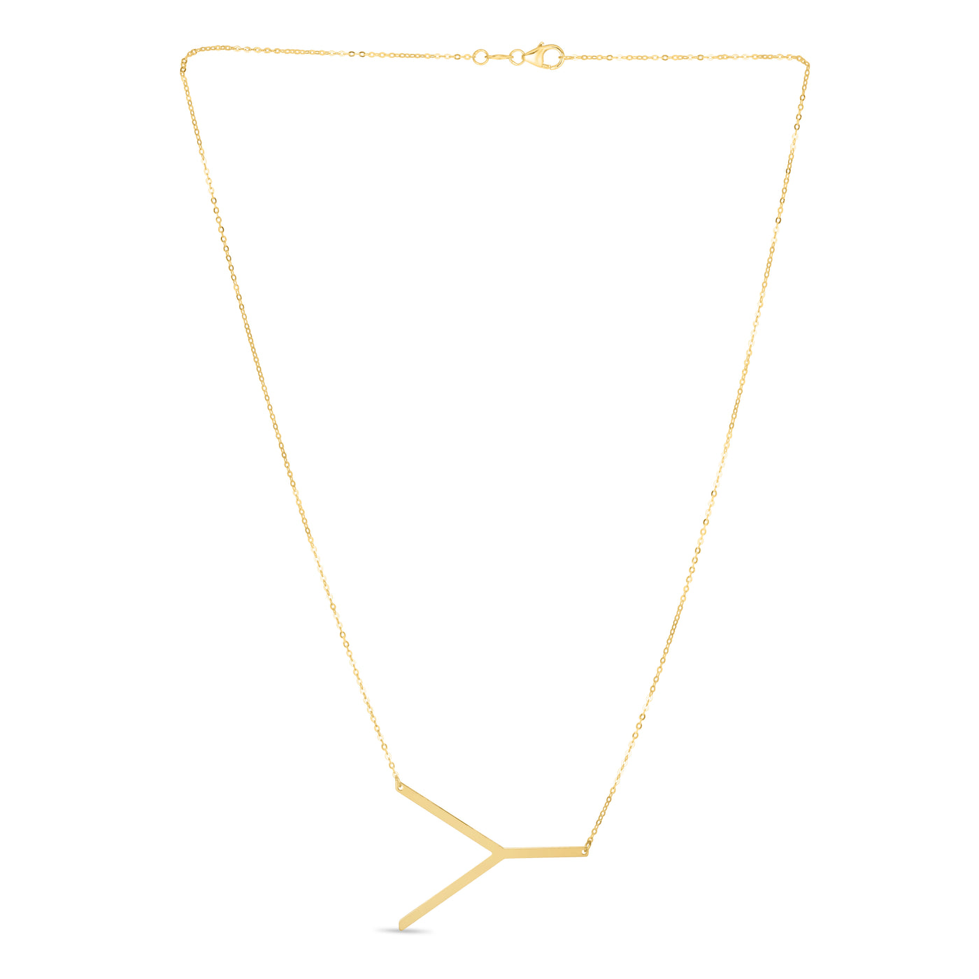 14K Gold Large Initial Y Necklace