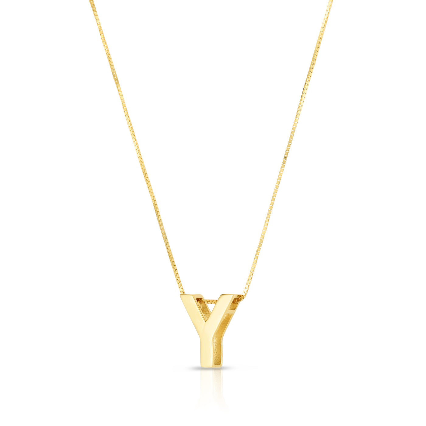 14K Gold Block Letter Initial Y Necklace