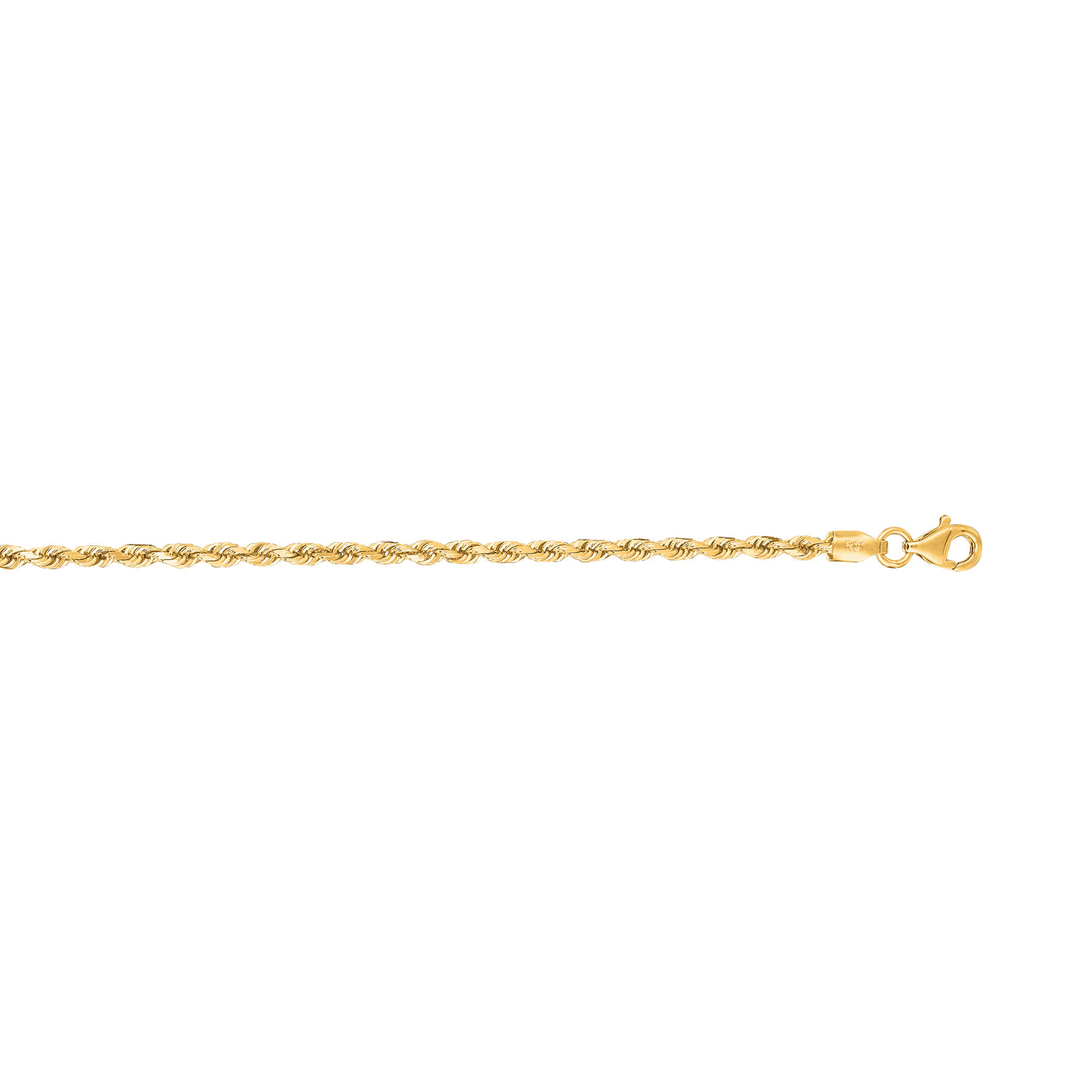 14K Gold 16"" 2.5mm Diamond Cut Royal Rope Chain