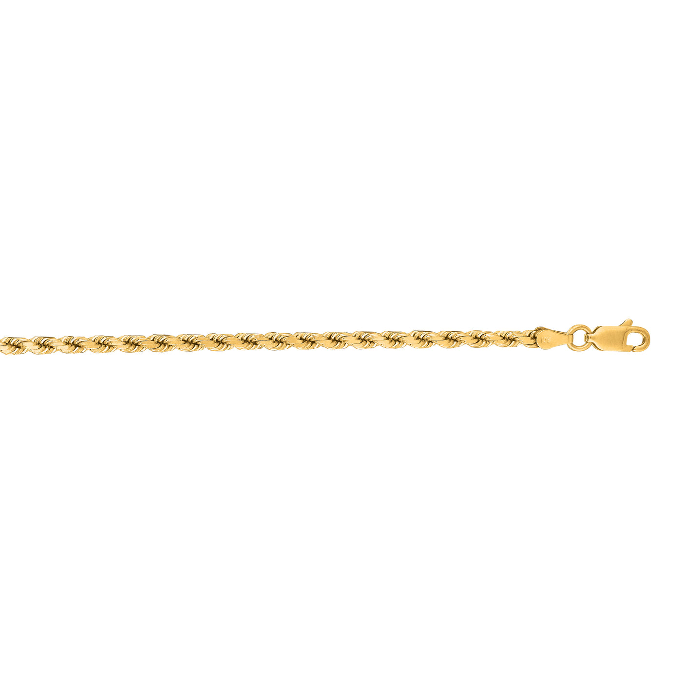 14K Gold 30"" 3.5mm Diamond Cut Royal Rope Chain
