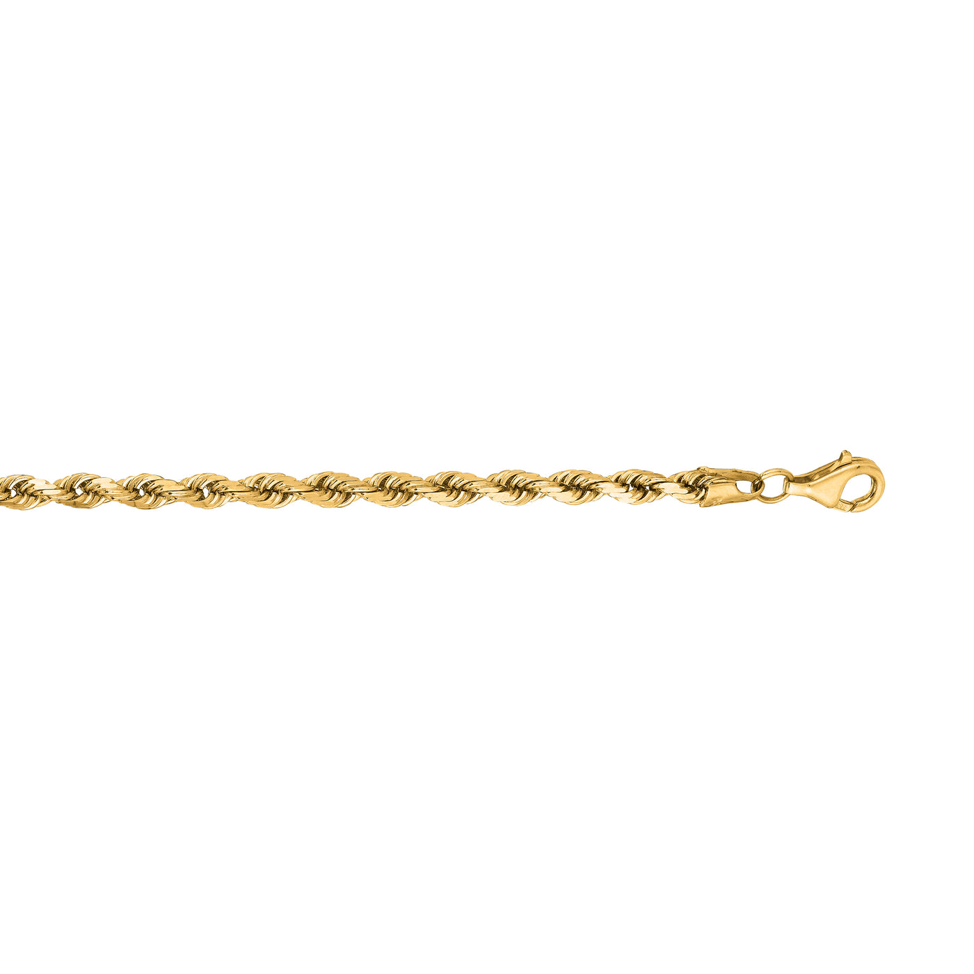 14K Gold 7"" 3.8mm Diamond Cut Royal Rope Chain