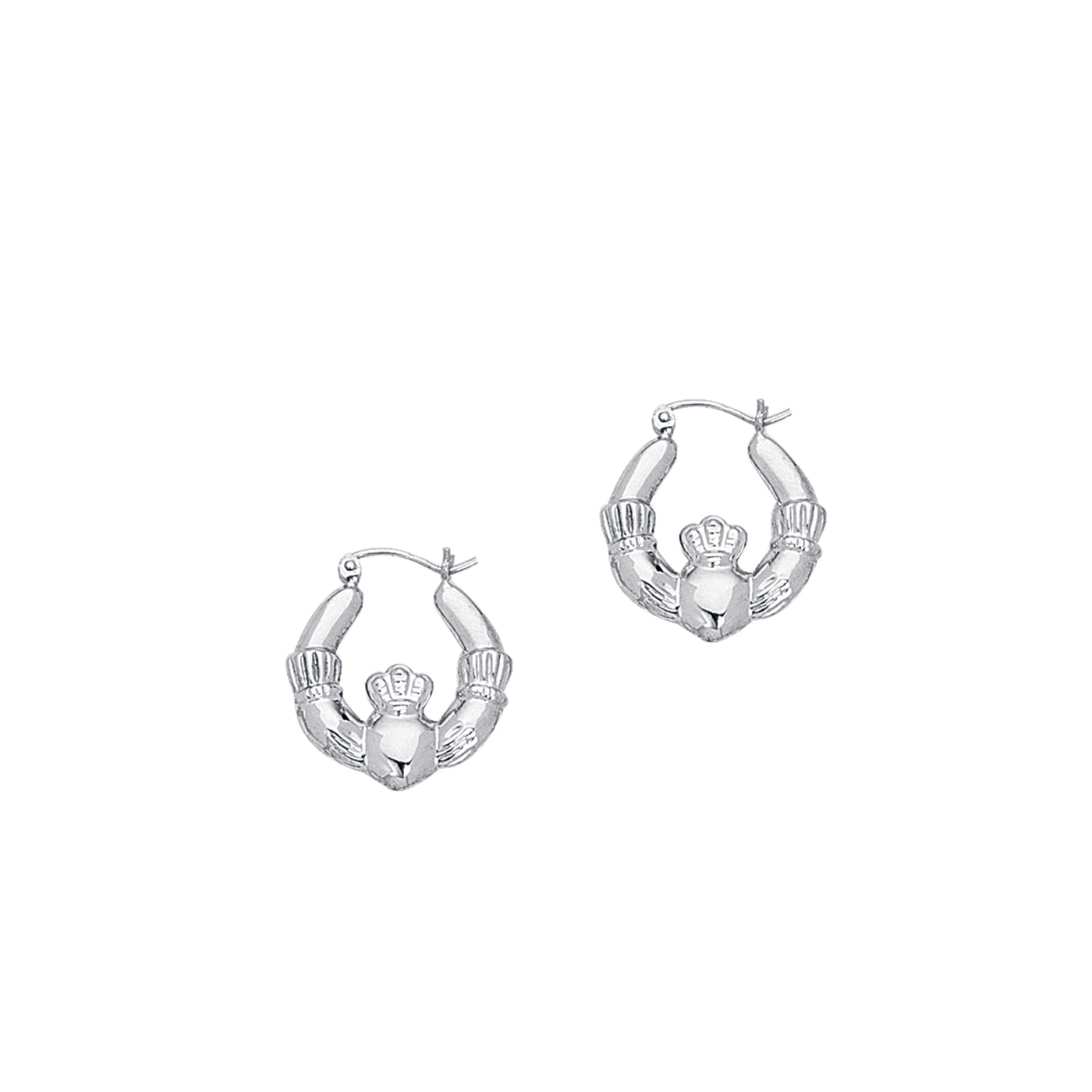 14K Gold Polished Claddagh Back to Back Hoop Earring