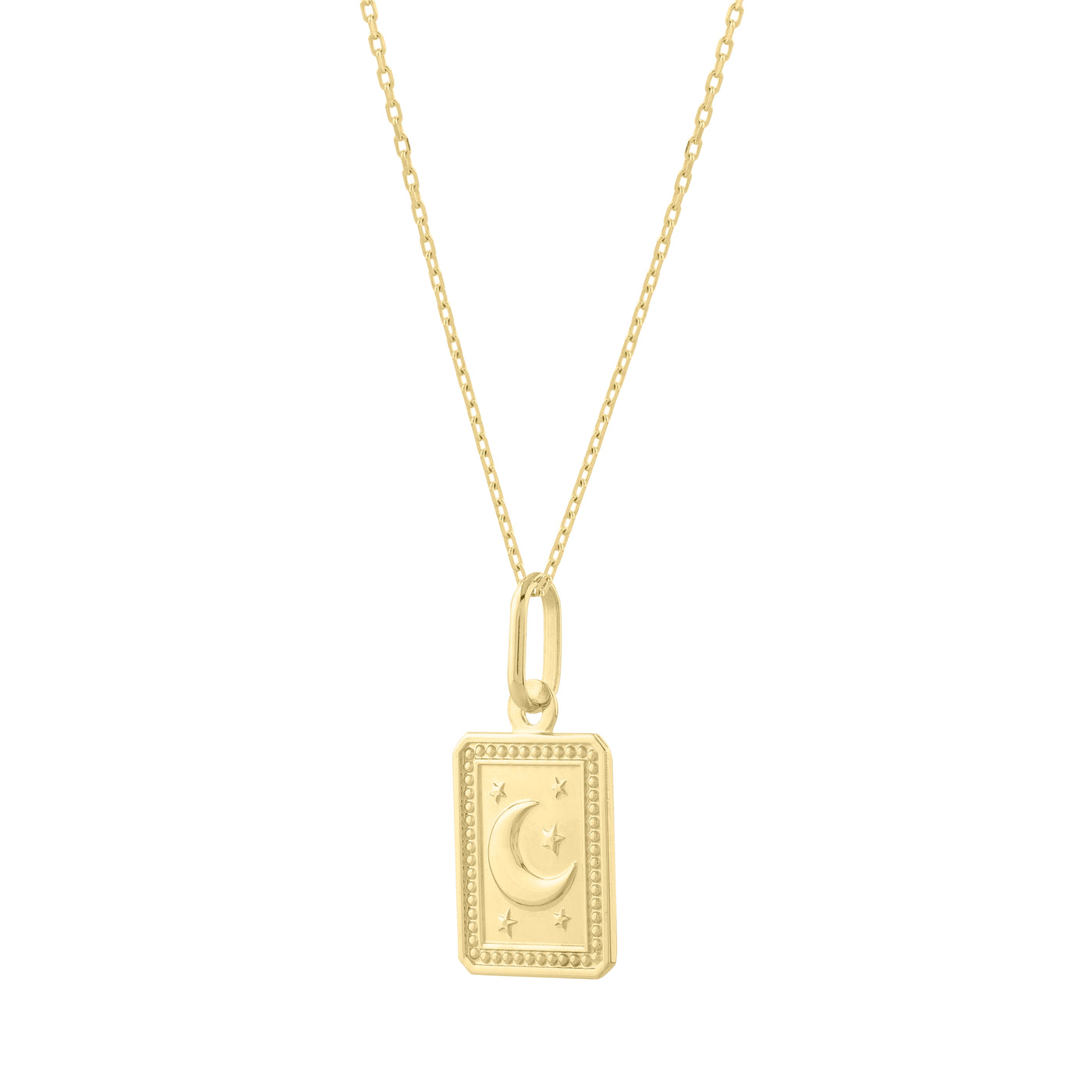 14K Rectangle Moon Talisman Pendant