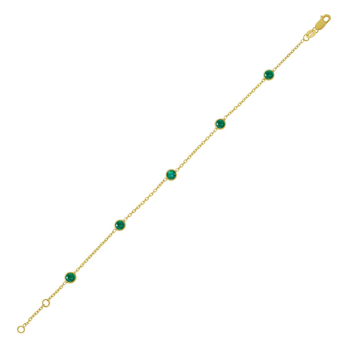 14K Emerald Station Bracelet