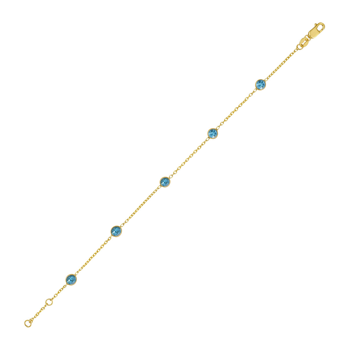 14K Blue Topaz Station Bracelet