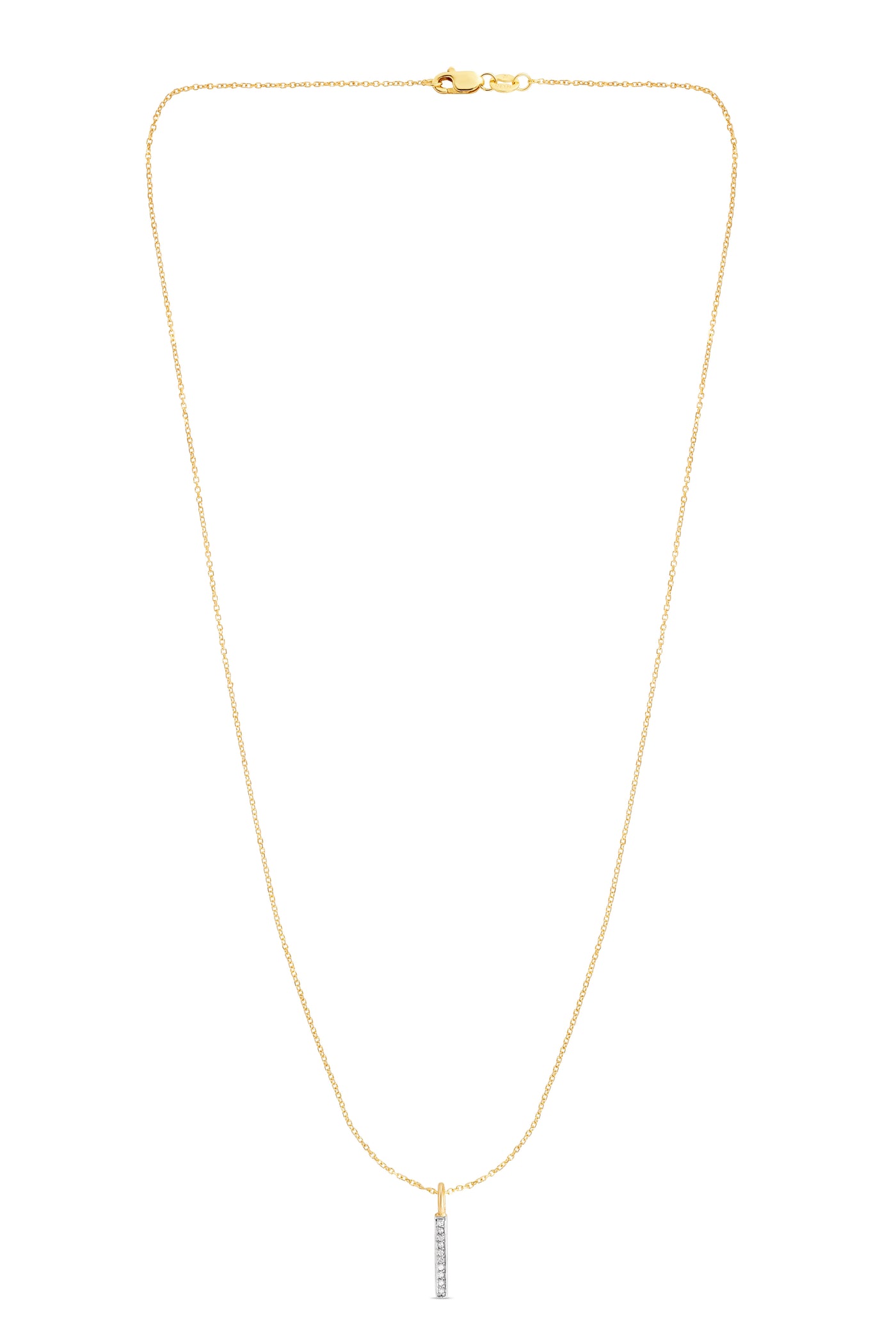 14K Gold .06ct Diamond Bar Necklace