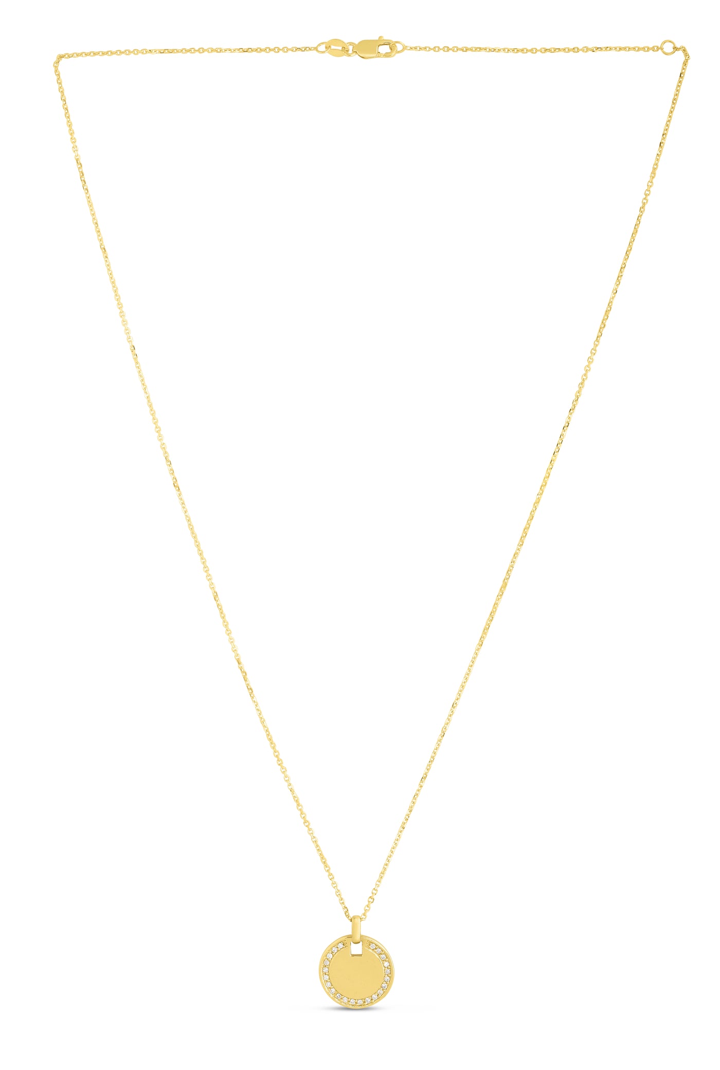 14K Gold Round Diamond Tag Necklace