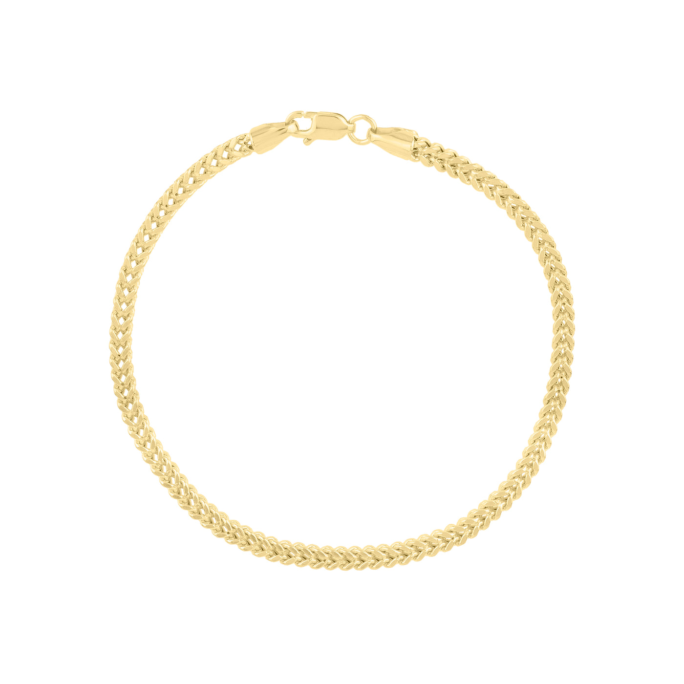 14K Gold 3mm Semi-Solid Square Franco Chain