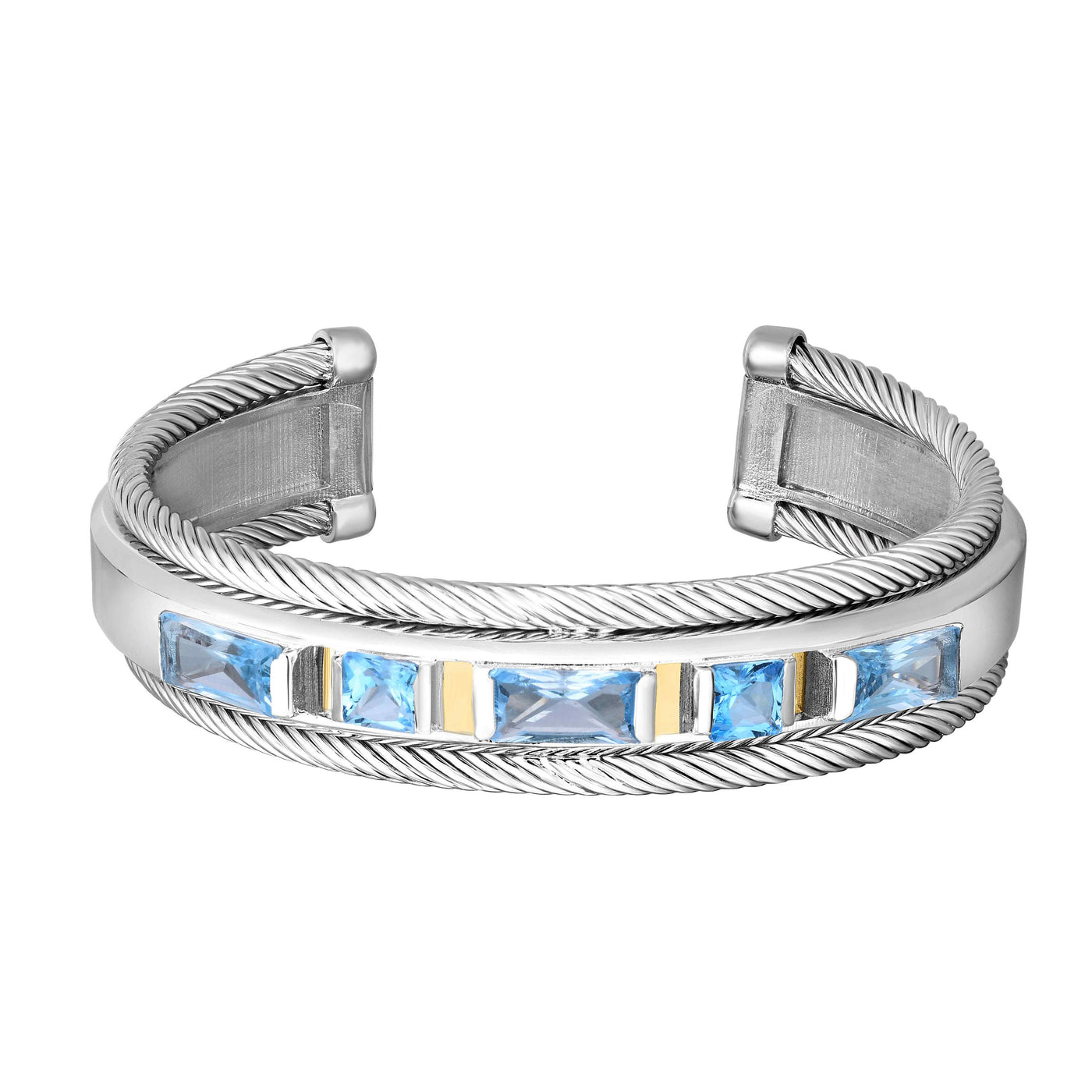 Silver & 18K Gold Madison Blue Topaz Cuff