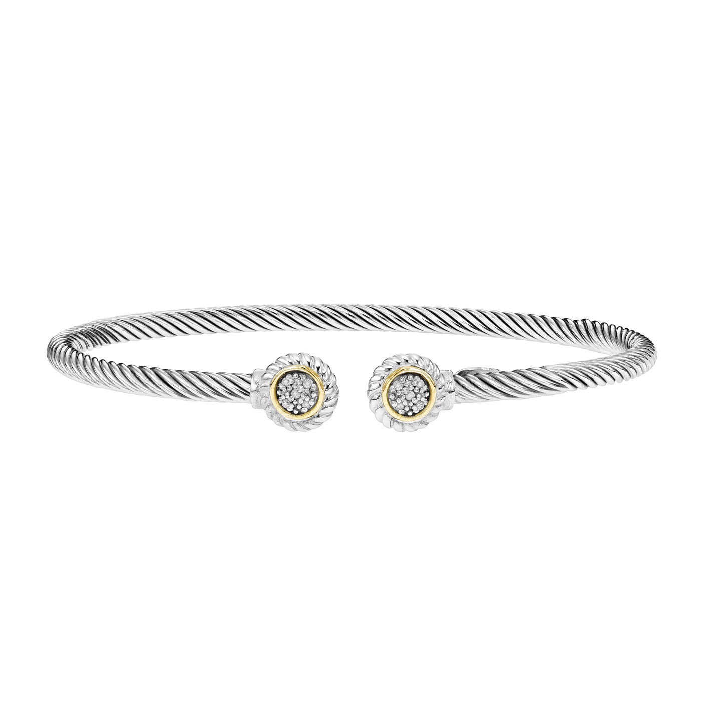 18K Gold .05ct. Dia Italian Cable Bangle