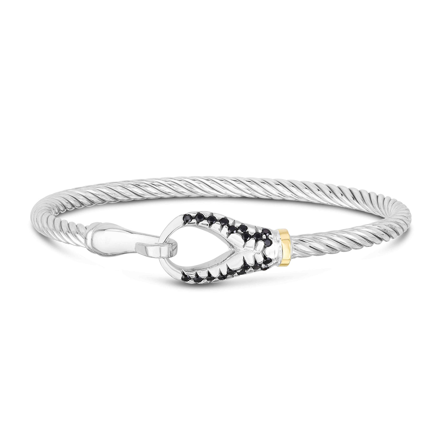 18K Gold & Silver 7.5in  Twisted Italian Cable Bangle