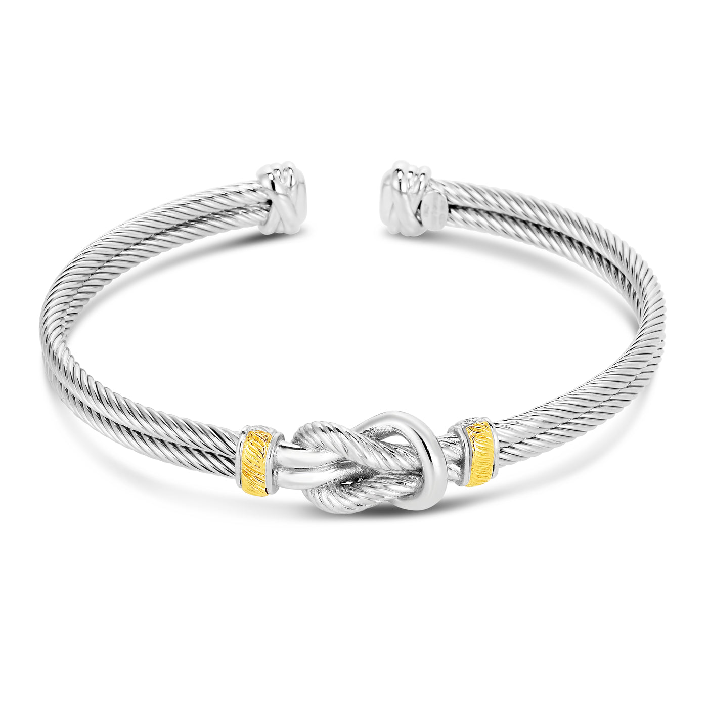 Sterling Silver, 18K Gold Knot Mens Cuff