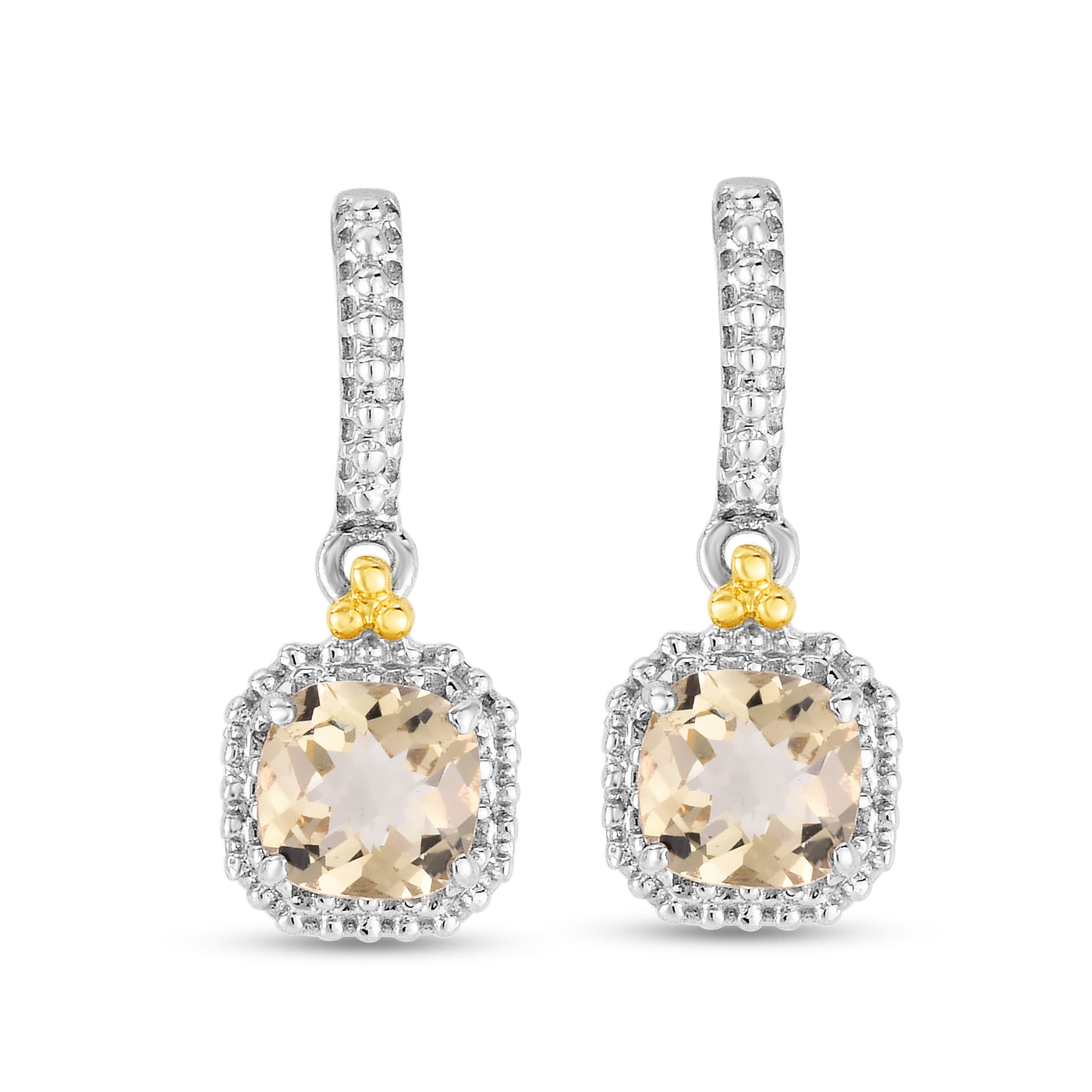 18K Gold & Silver Honey Quartz Drop Popcorn Earring