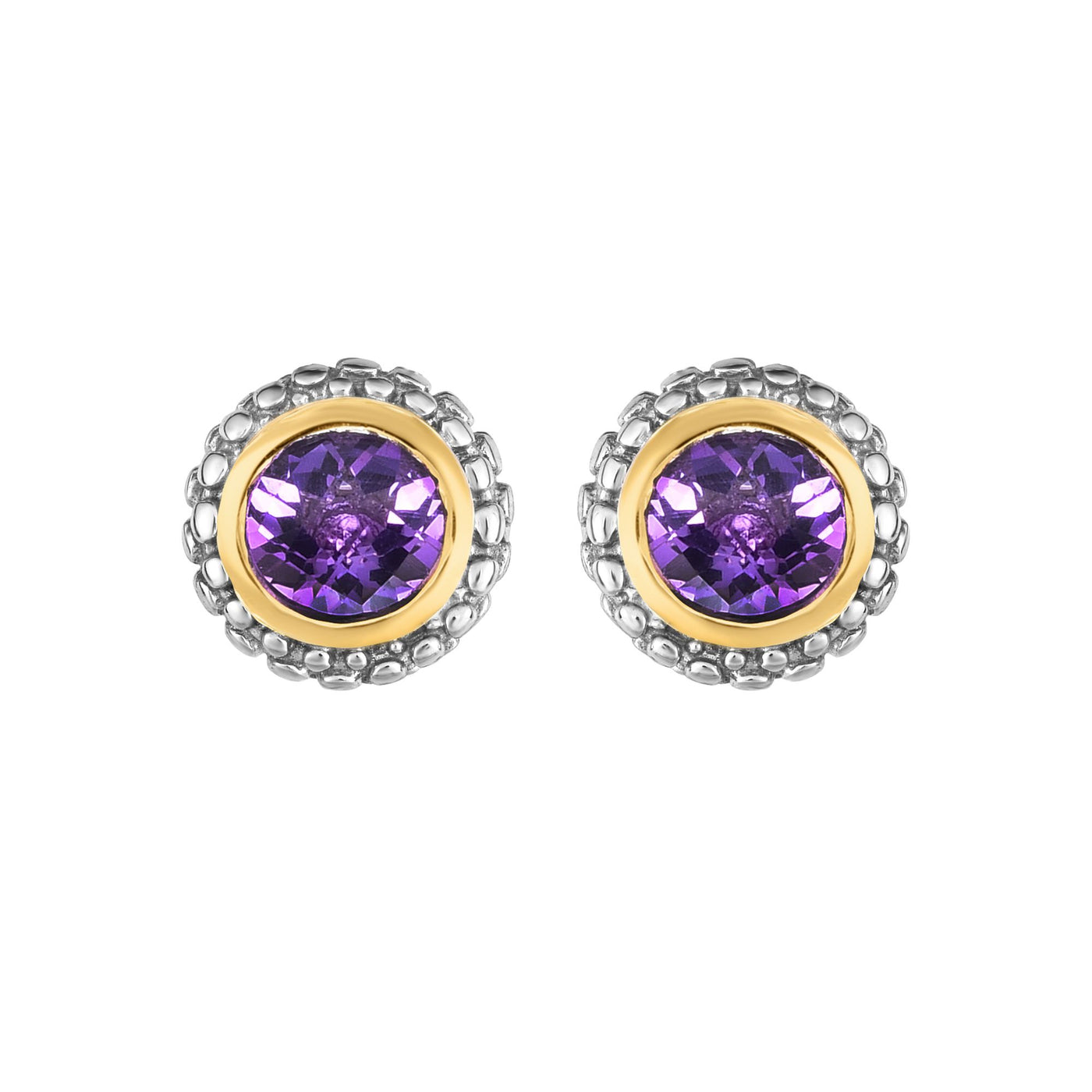 Sterling Silver & 18K Gold Popcorn Birthstone Stud Earrings