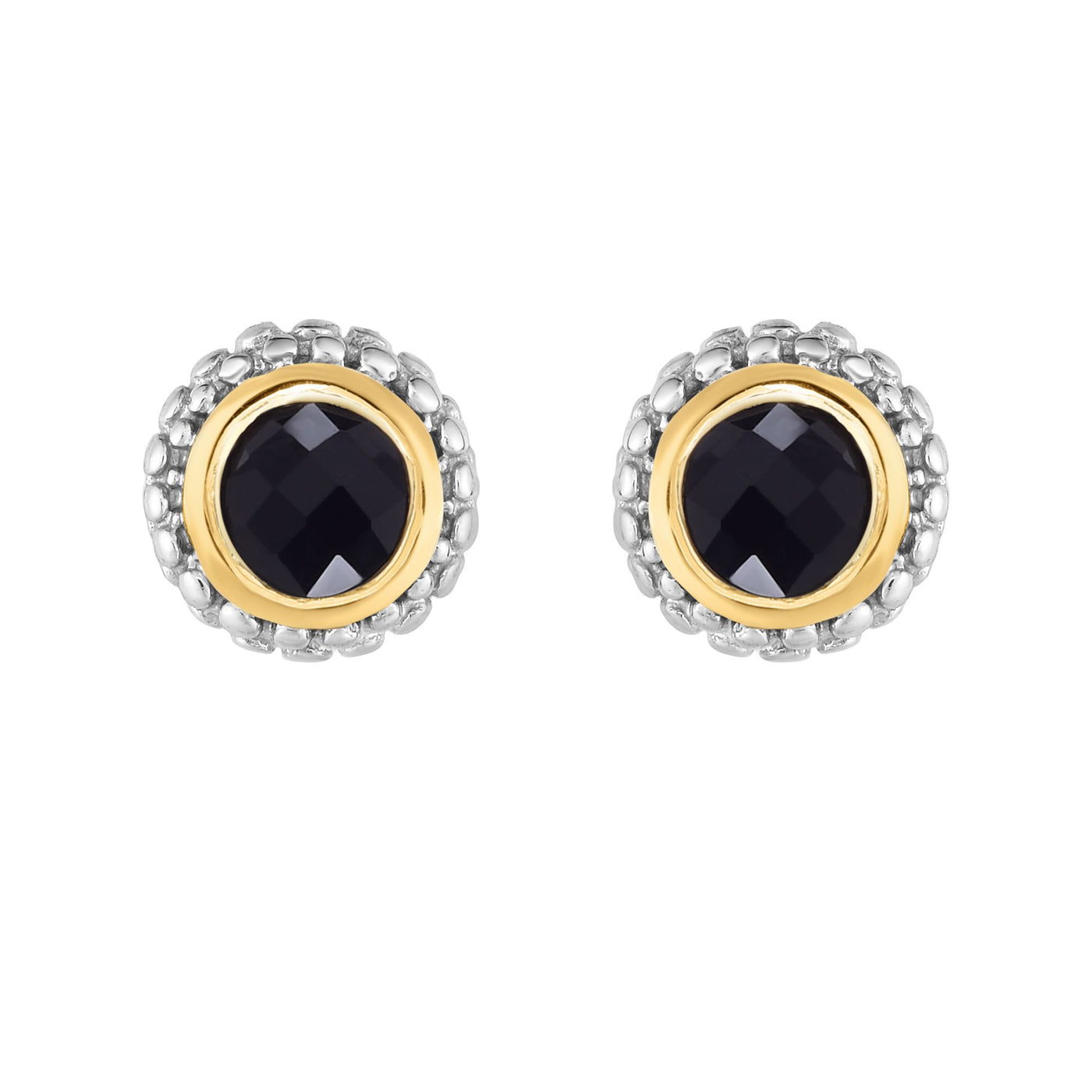 Sterling Silver & 18K Gold Popcorn Birthstone Stud Earrings