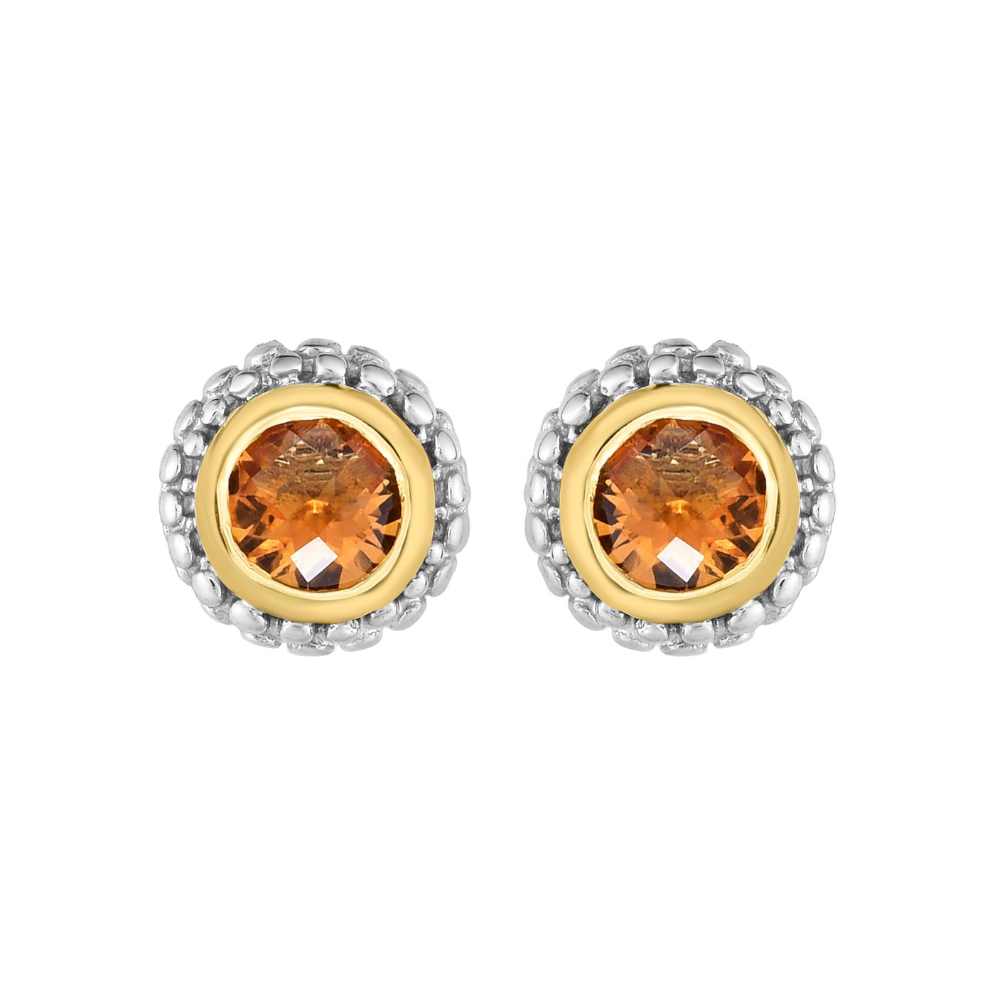 Sterling Silver & 18K Gold Popcorn Birthstone Stud Earrings