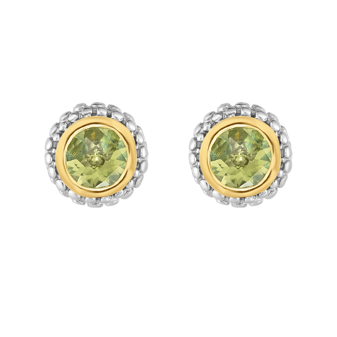 Sterling Silver & 18K Gold Popcorn Birthstone Stud Earrings