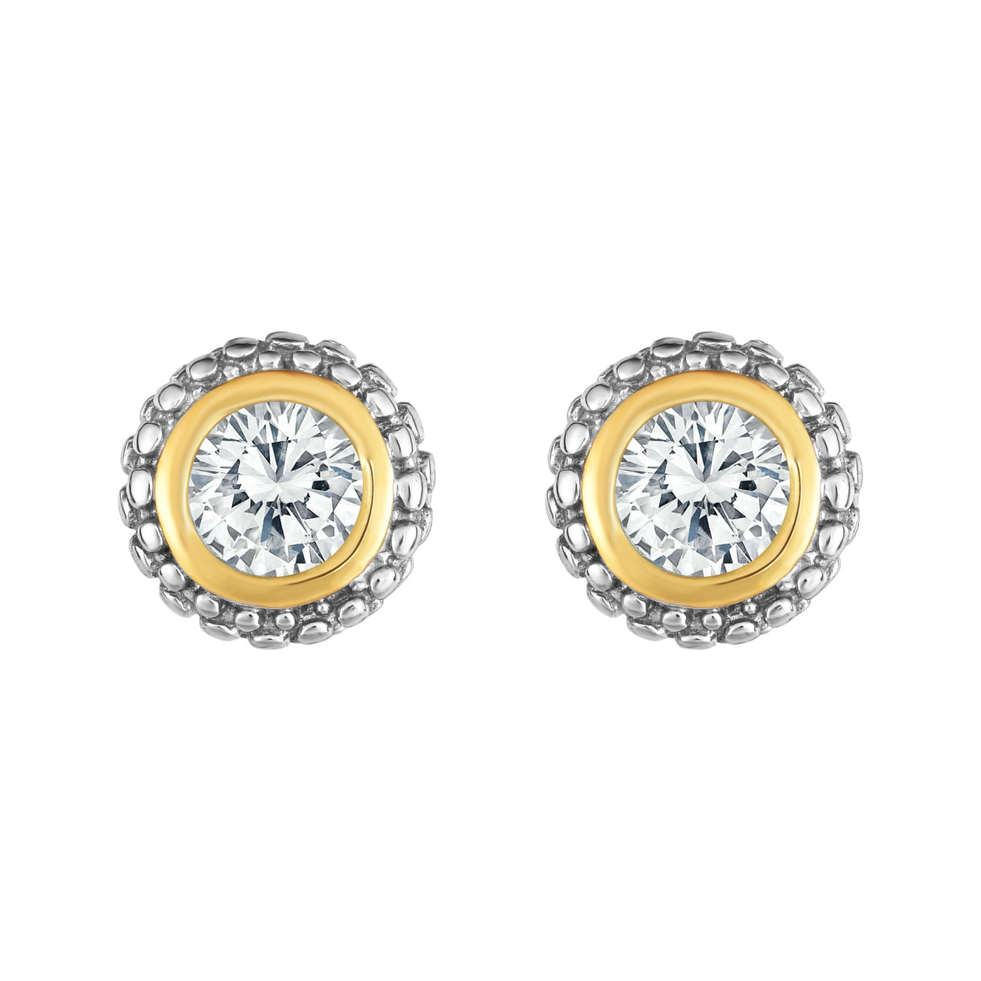 Sterling Silver & 18K Gold Popcorn Birthstone Stud Earrings