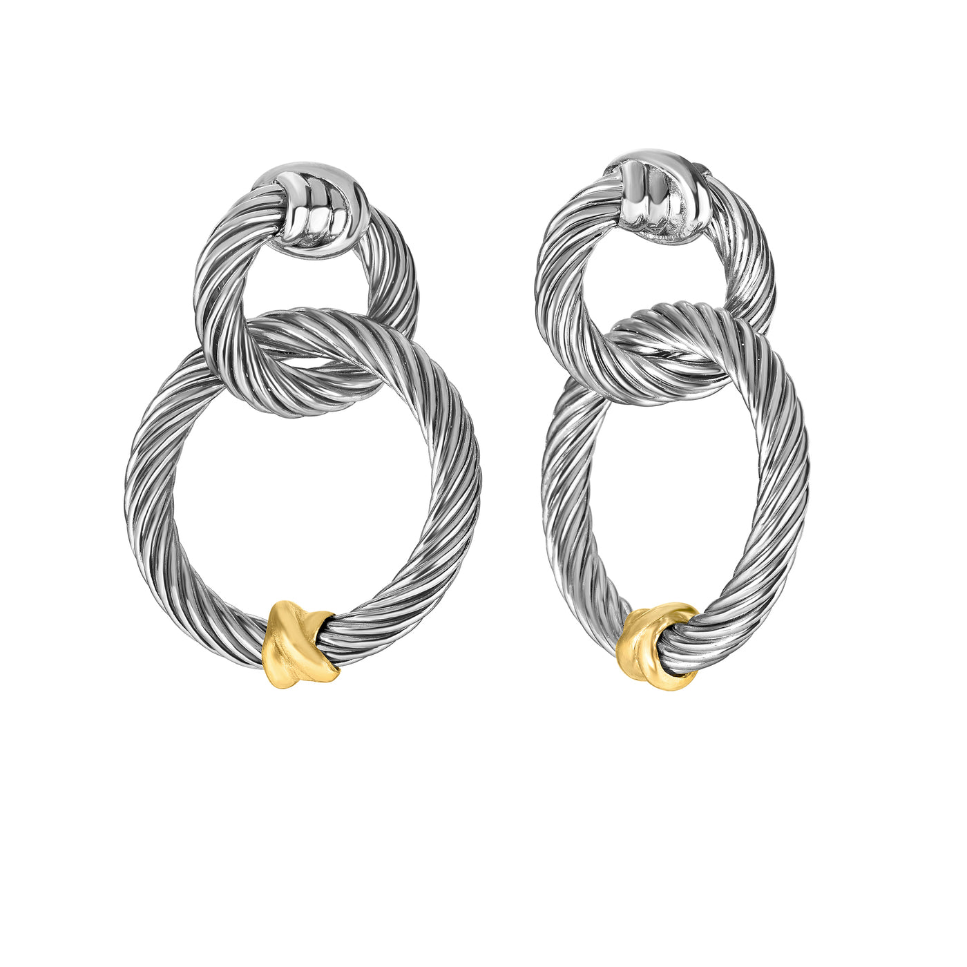 Silver & 18K Italian Cable Earring